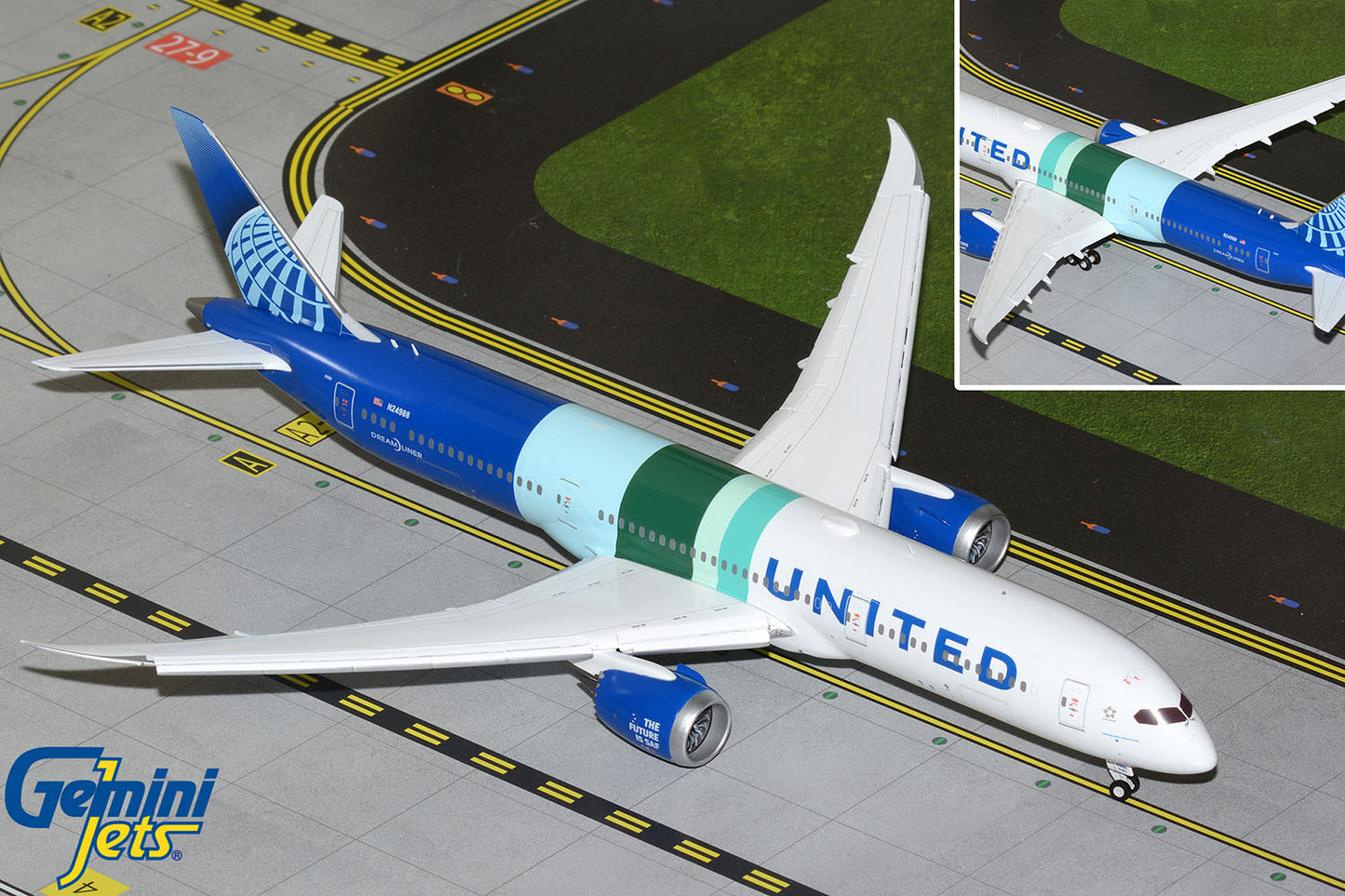 Gemini200 United Airlines Boeing 787-9 "The Future is SAF" (Flaps Down) N24988