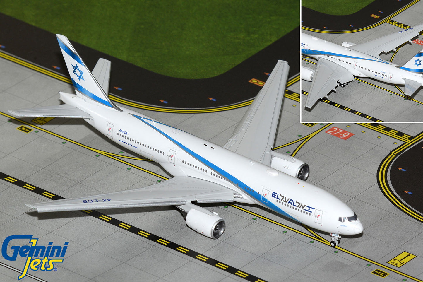 GeminiJets 1:400 El Al Israel Airlines Boeing 777-200ER (Flaps Down) 4X-ECB