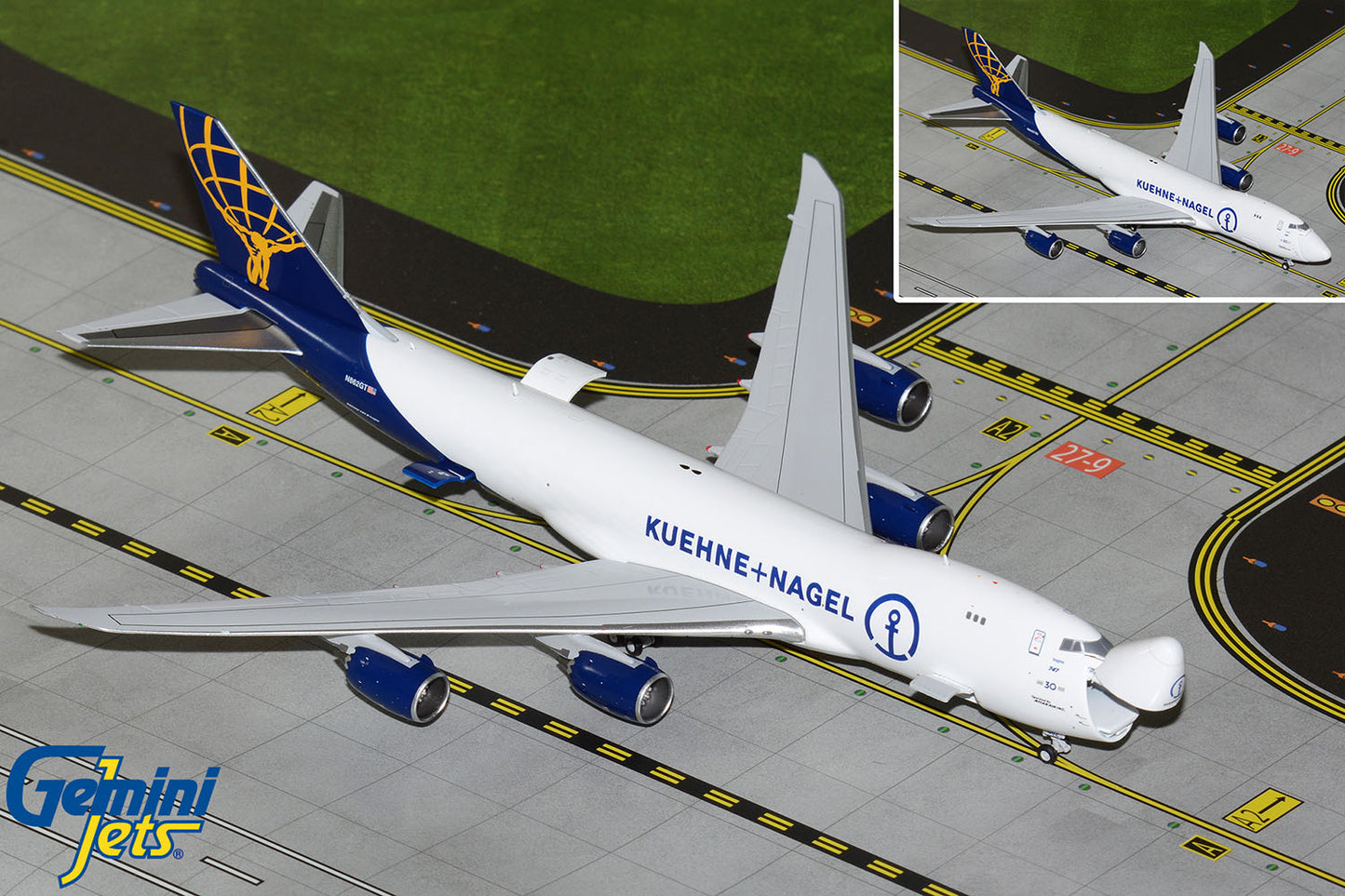 GeminiJets 1:400 Atlas Air Boeing 747-8F "Kuehne+Nagel" (Interactive Series) N862GT