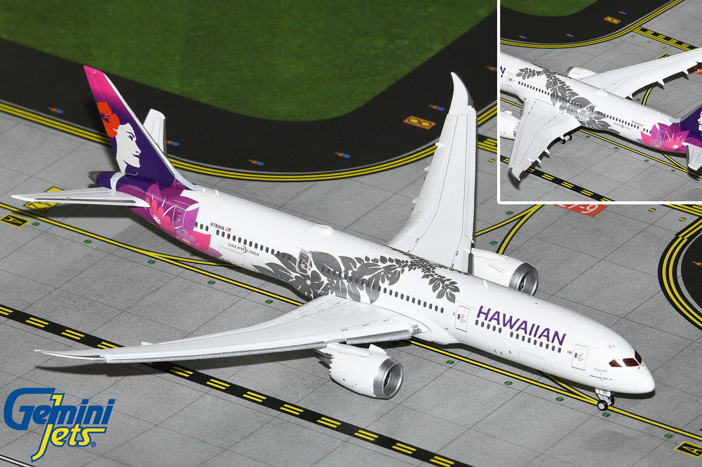 GeminiJets 1:400 Hawaiian Airlines Boeing 787-9 Dreamliner (Flaps Down) N780HA