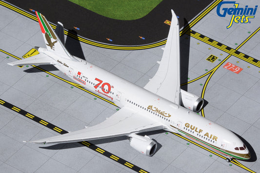 GeminiJets 1:400 Gulf Air Boeing 787-9 "70th Anniv Retro" A9C-FG